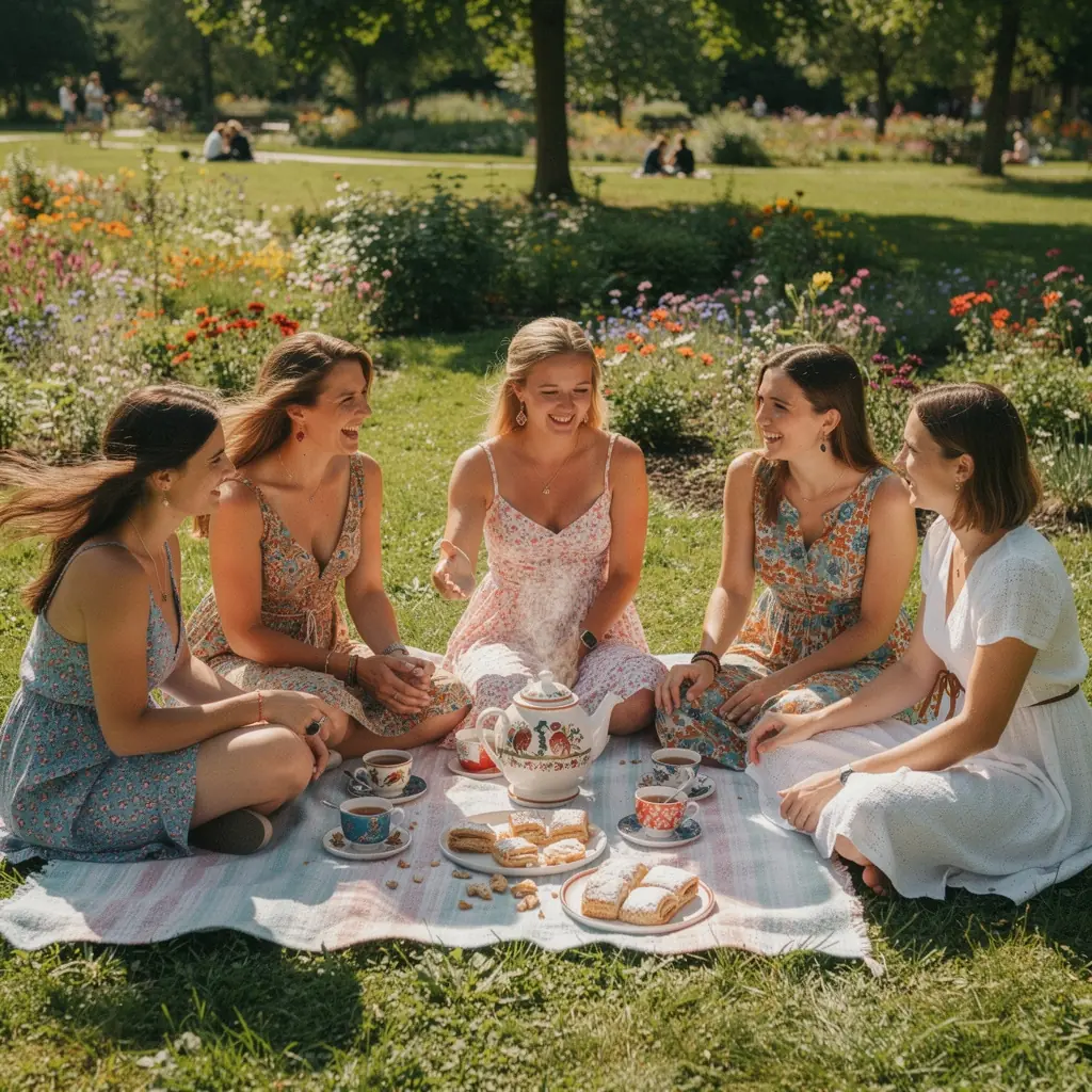 Záber na šálku čaju s kvitnúcimi bylinkami v pozadí