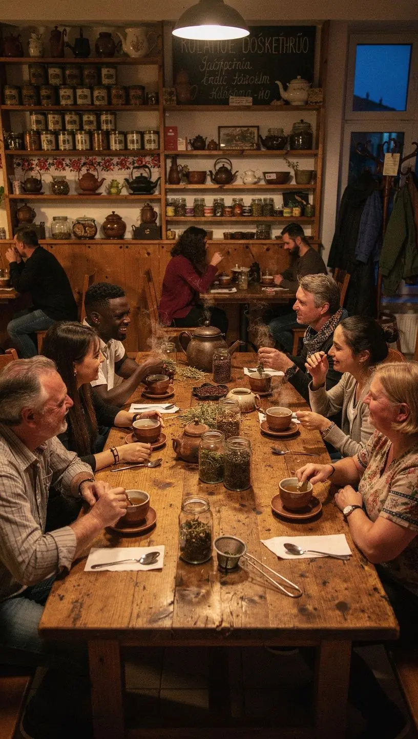 Pohľad na čajovú ceremoniu s rodinou a priateľmi