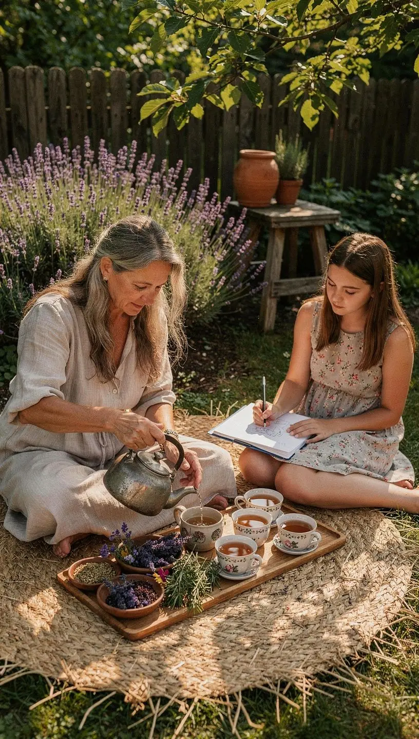 Záber na čajovú kanvicu, z ktorej sa valí para, s pozadím prírody.