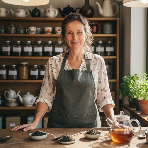 Hrnček vo forme čajovej šálky s parou stúpajúcou nad voňavým čajom.